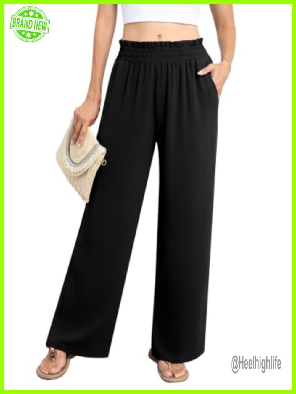 Wide Leg Lounge Pants High Waisted Palazzo Trousers with Pockets